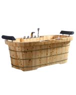 ALFI brand AB1130 65" 2 Person Free Standing Cedar Wood Bathtub with Fixtures & Headrests
