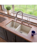 ALFI brand AB3420UM-B  Biscuit Undermount Double Bowl Granite Kitchen Sink
