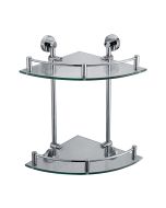 ALFI brand AB9548 Polished Chrome Corner Mounted Double Glass Shower Shelf