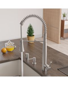 ALFI brand AB2039S Solid Stainless Steel Commercial Spring Kitchen Faucet