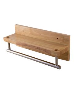 ALFI brand AB5511 16 Inch Wooden Shelf With Chrome Towel Bar