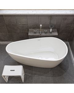 ALFI brand AB8861 59 Inch White Oval Acrylic Free Standing Soaking Bathtub