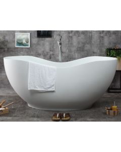 ALFI brand AB9949 66" White Solid Surface Smooth Resin Soaking Bathtub