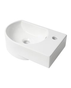 ALFI brand ABC119 White 16" Small Wall Mounted Ceramic Sink with Faucet Hole