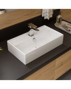 ALFI brand ABC122 White 22" Rectangular Wall Mounted Ceramic Sink with Faucet Hole