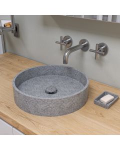 ALFI brand ABCO17R 17" Round Solid Concrete Gray Matte Above Mount Bathroom Sink