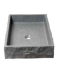 ALFI brand ABCO24R 24" Solid Concrete Chiseled Style Above Mount Vessel Sink
