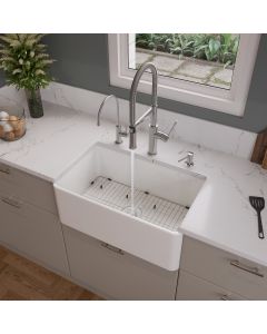 ALFI brand ABF3018 30" White Thin Wall Single Bowl Kitchen Farm Sink