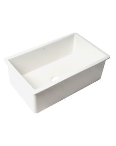 ALFI brand ABF3018UD-W White 30" x 18" Fireclay Undermount Fireclay Kitchen Sink