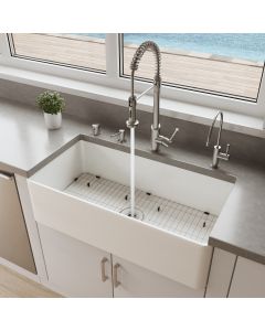 ALFI brand ABF3618 36" White Thin Wall Single Bowl Kitchen Farm Sink