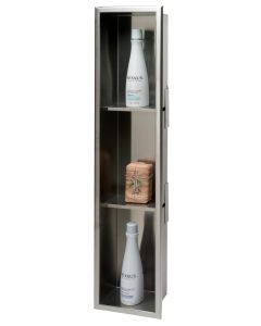 ALFI brand ABN0836-BSS Brushed Stainless Vertical Triple Shelf Shower Niche