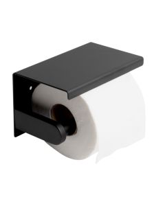 ALFI brand ABTPC66-BLA Black Matte Stainless Steel Toilet Paper Holder w/ Shelf