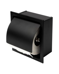 ALFI brand ABTPC77-BLA Black Matte Stainless Steel Recessed Toilet Paper Holder with Cover
