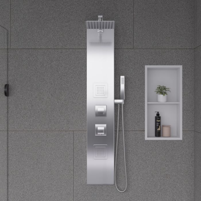 ALFI brand ABSP60W White Aluminum Shower Panel with 2 Body 