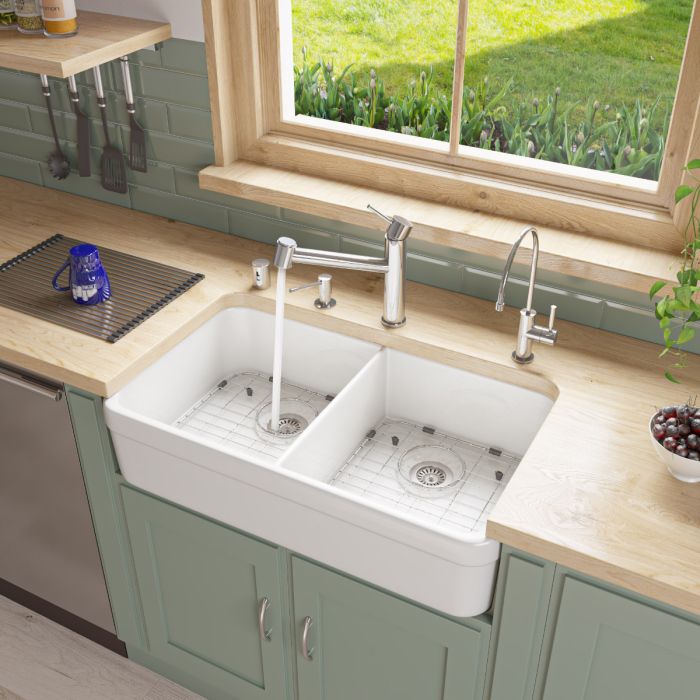 Alfi Brand Ab512 Double Bowl Fireclay, Farm Sink Images